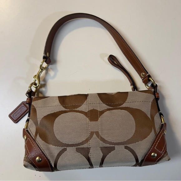 Coach Handbags - Coach Vintage Y2K Brown Big C Logo pattern Canvas Small Shoulder Wristlet Bag